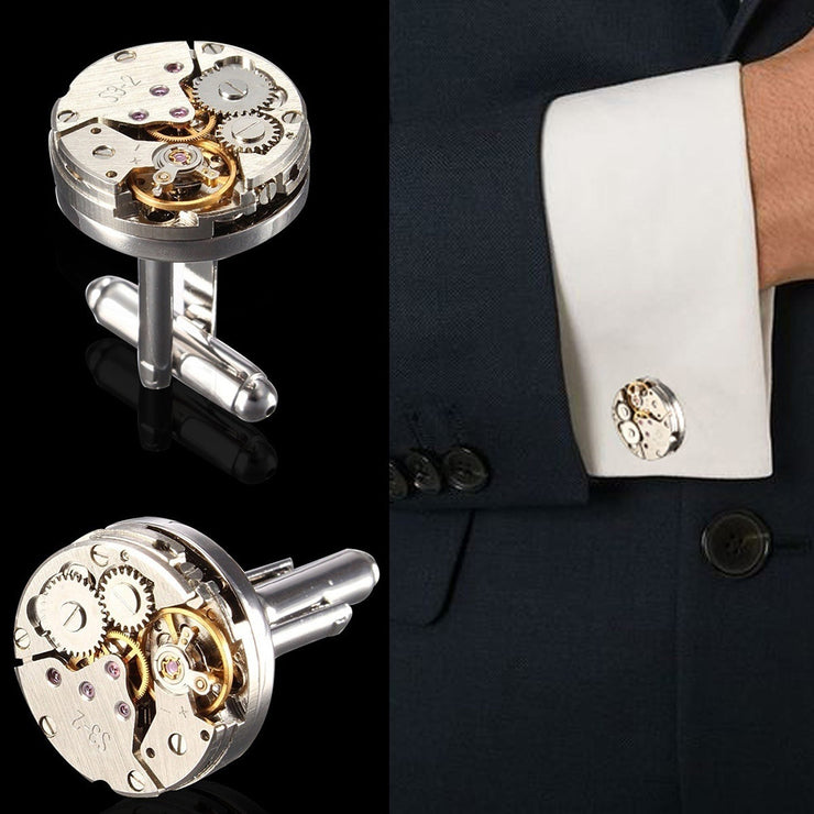 Mechanical Watch Movement Men's Cufflinks